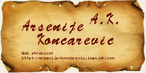 Arsenije Končarević vizit kartica